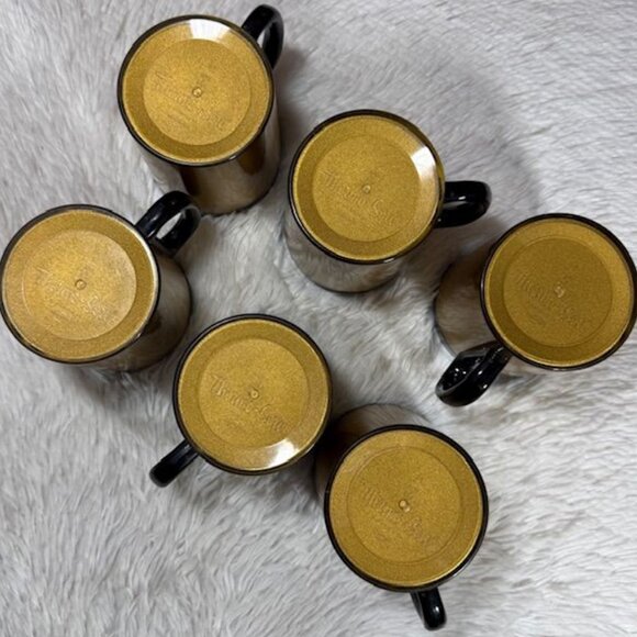 Vintage Set of 6 West Bend Thermo-Serv Gold Black Insulated Mugs Made in USA - Picture 6 of 8